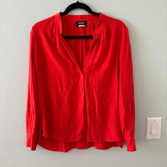 Zadig & Voltaire Tops - Zadig & Voltaire Tink Solid Long Sleeve Blouse Fire Red Women's XS Top Shirt